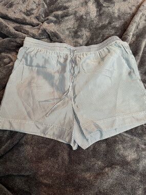 New Alexander Wang Striped Pull-Tie Shorts in Light Blue and White 2 MSRP $120